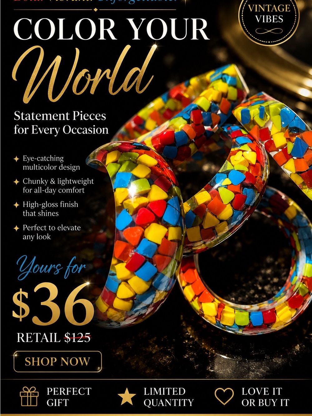 Colorful Multicolor Chunky bangles - Vibrant confetti Mosaic Design